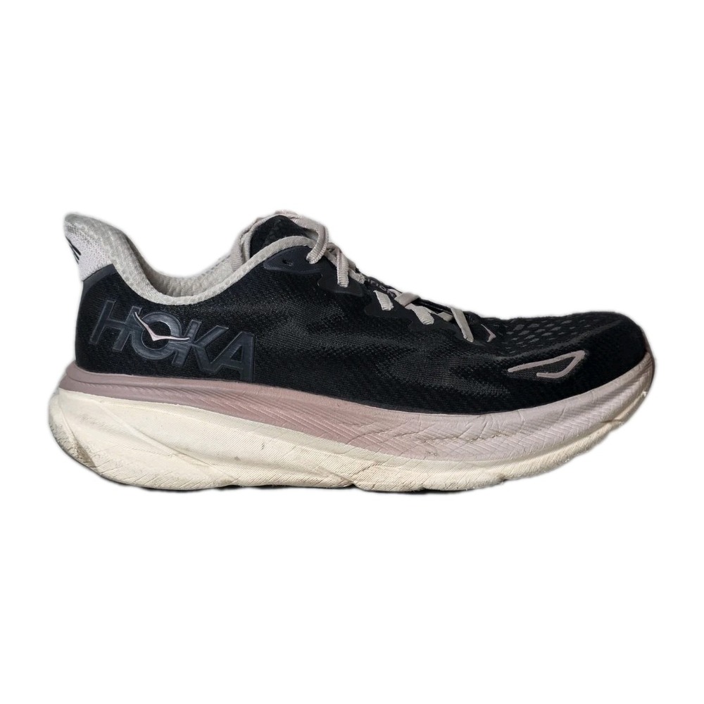 Hoka One One Clifton 9 Black/White Running Shoe Women Size 10B NO INSOLES